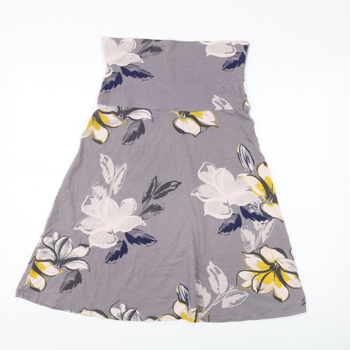 Weird Fish Women's Floral A-Line Skirt Grey Size 10