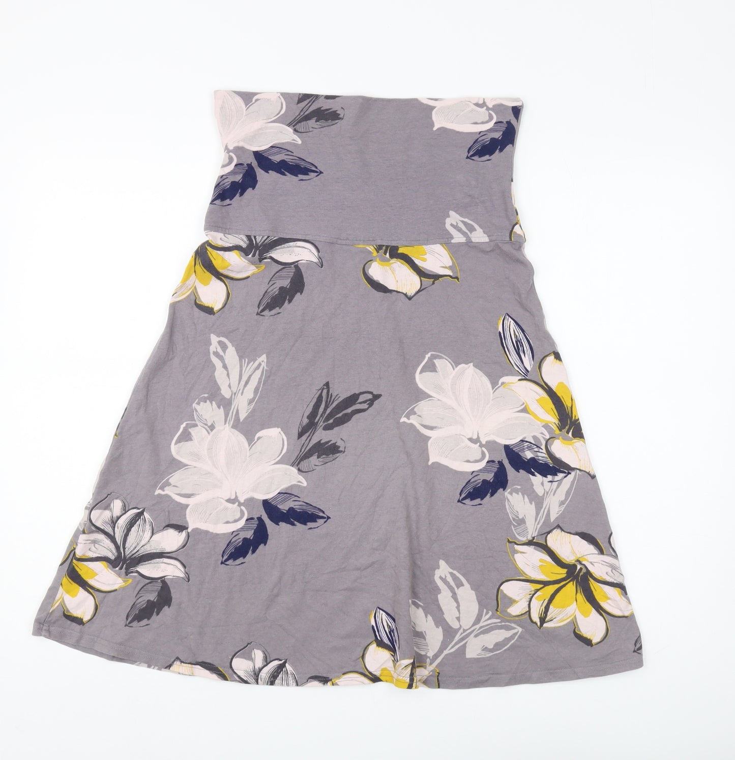 Weird Fish Women's Floral A-Line Skirt Grey Size 10