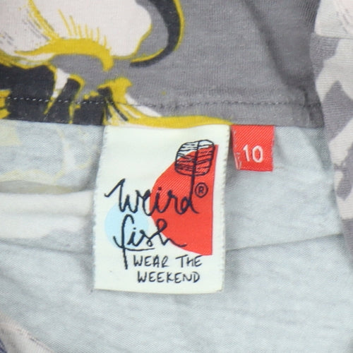 Weird Fish Women's Floral A-Line Skirt Grey Size 10