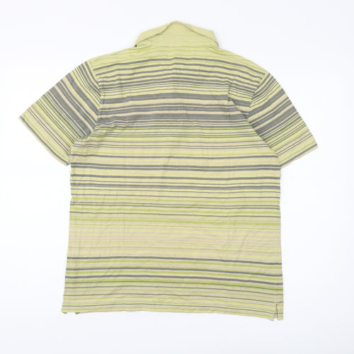 Ted Baker Men's Green Striped Polo Shirt Size L Cotton