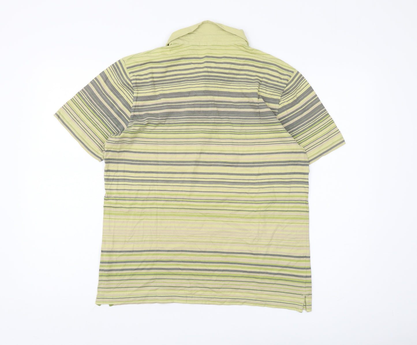 Ted Baker Men's Green Striped Polo Shirt Size L Cotton
