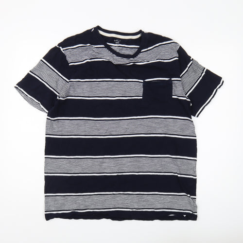 Gap Mens Blue Striped Crew Neck Cotton T-Shirt L