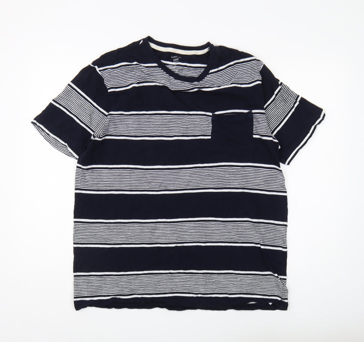 Gap Mens Blue Striped Crew Neck Cotton T-Shirt L