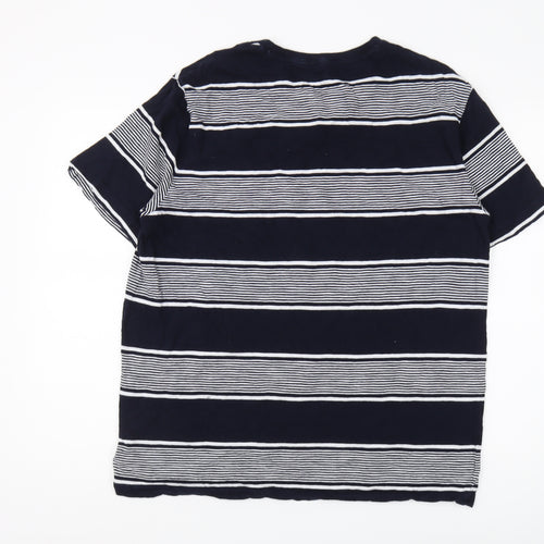 Gap Mens Blue Striped Crew Neck Cotton T-Shirt L