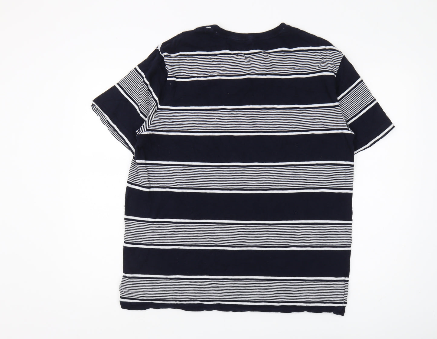 Gap Mens Blue Striped Crew Neck Cotton T-Shirt L