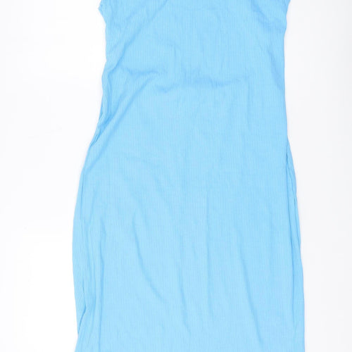 H&M Women's Blue Midi Slip Dress, Size L, Casual