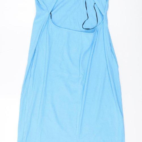 H&M Women's Blue Midi Slip Dress, Size L, Casual