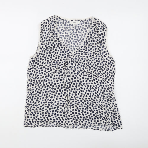 Marks and Spencer Women's White Floral Blouse Size 10