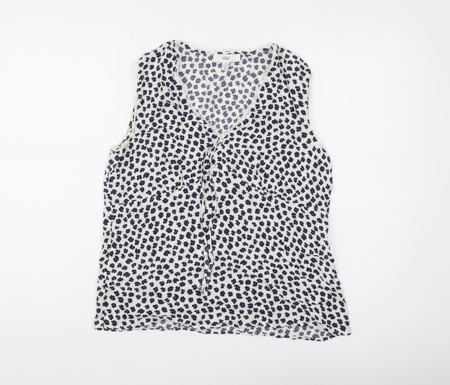Marks and Spencer Women's White Floral Blouse Size 10