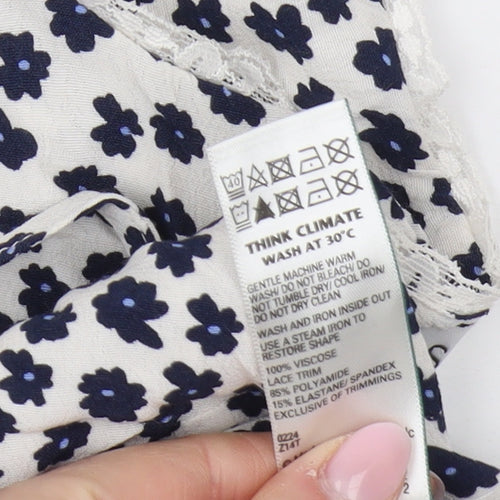 Marks and Spencer Women's White Floral Blouse Size 10