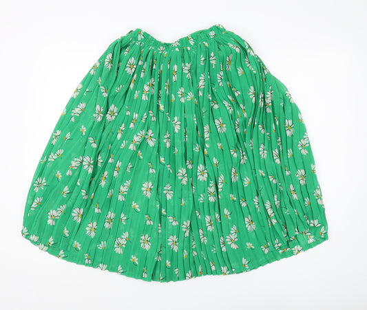 Next Girls Green Floral Pleated Skirt 10-11 Years