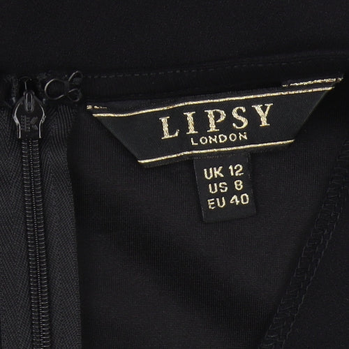 Lipsy Women's Black Bodycon Dress, Size 12