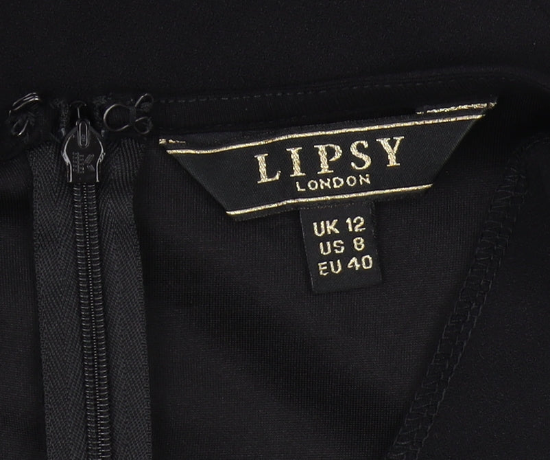 Lipsy Women's Black Bodycon Dress, Size 12