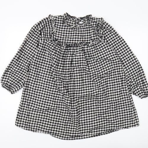 Next Girls Black Check A-Line Dress 11 Years Long Sleeve