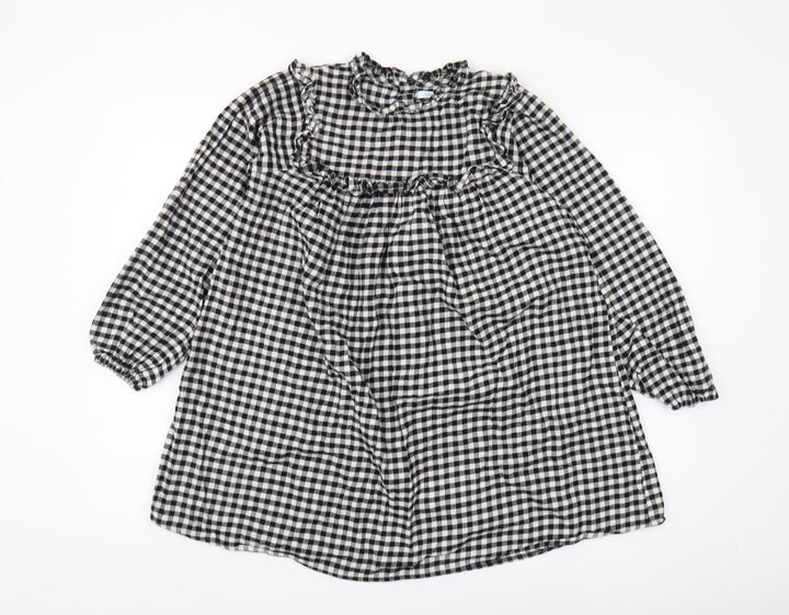 Next Girls Black Check A-Line Dress 11 Years Long Sleeve
