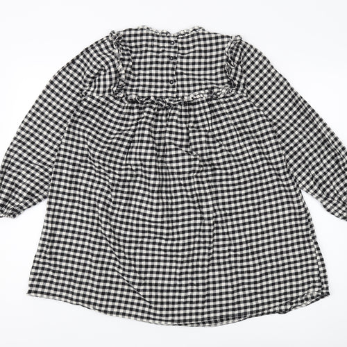 Next Girls Black Check A-Line Dress 11 Years Long Sleeve