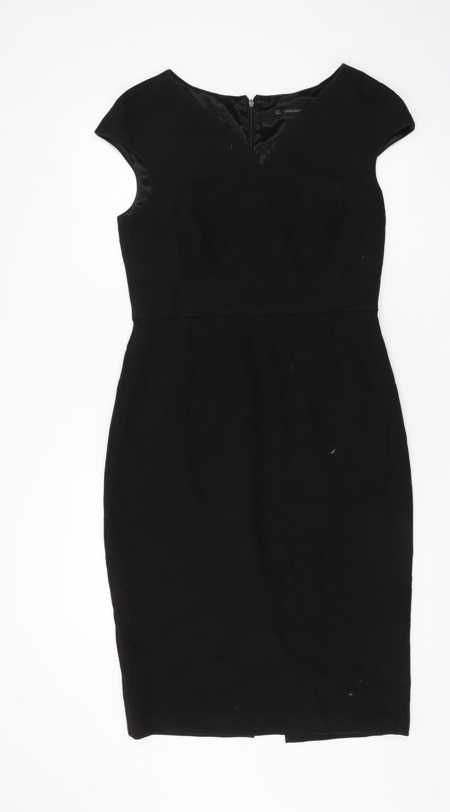 Zara Women's Black Sheath Dress, Size L, Elegant Party Look