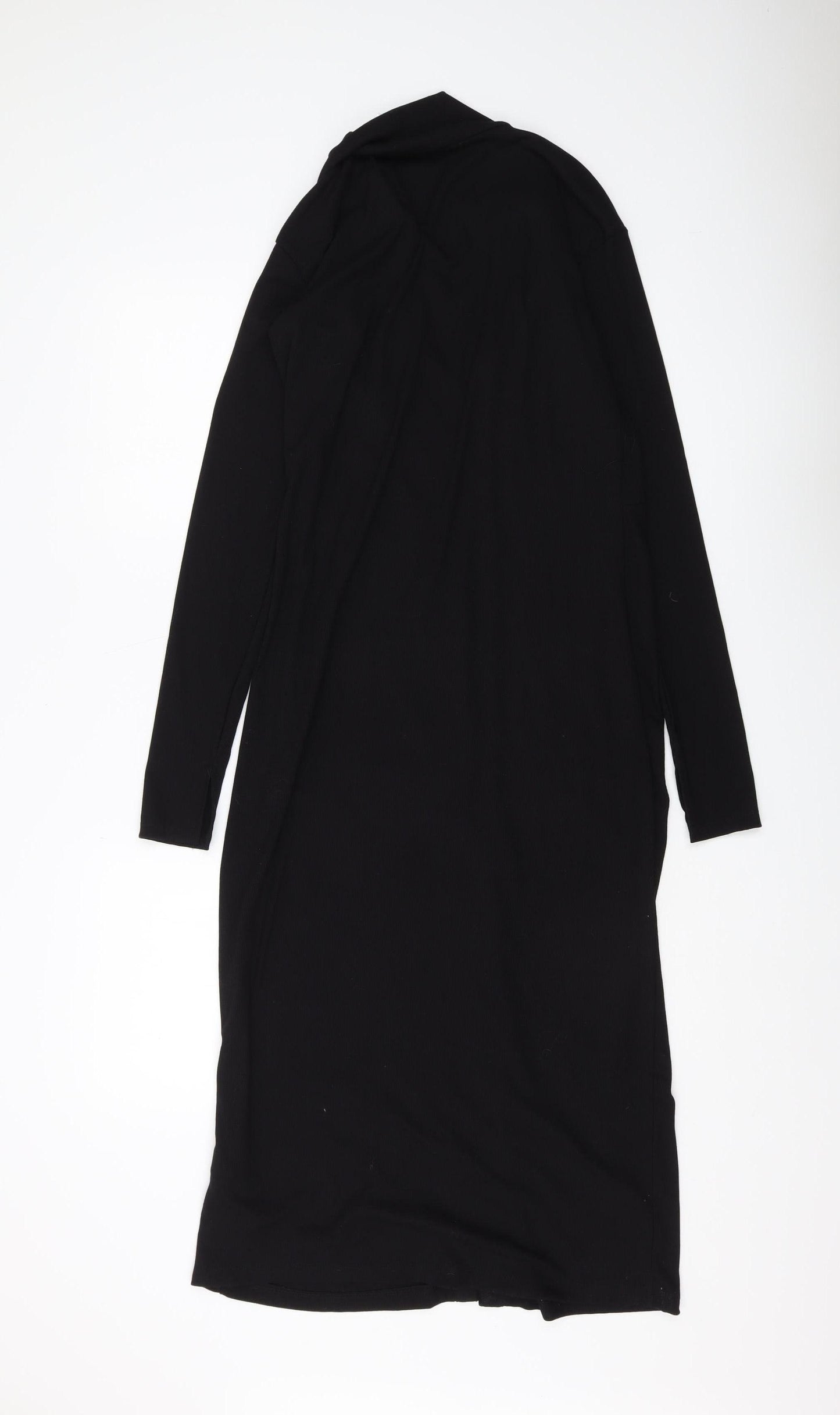 H&M Women's Black Midi Shirt Dress Size 12