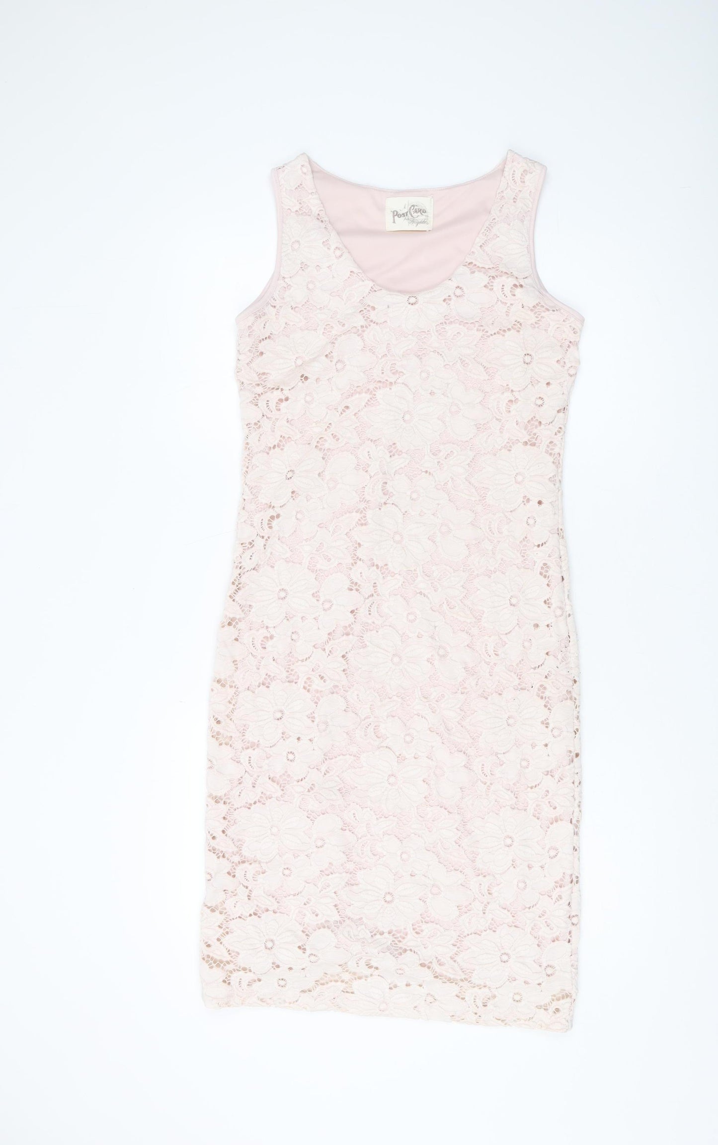 Women's Pink Floral Lace Sheath Dress - Size XS