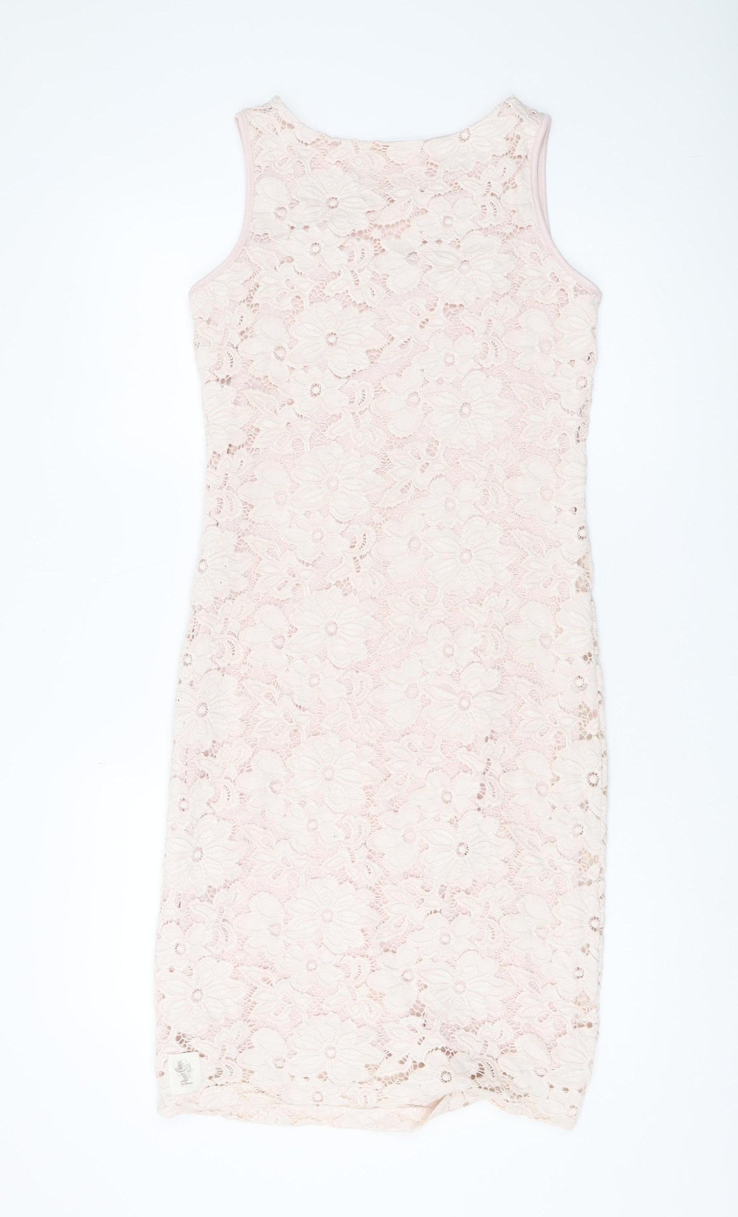 Women's Pink Floral Lace Sheath Dress - Size XS