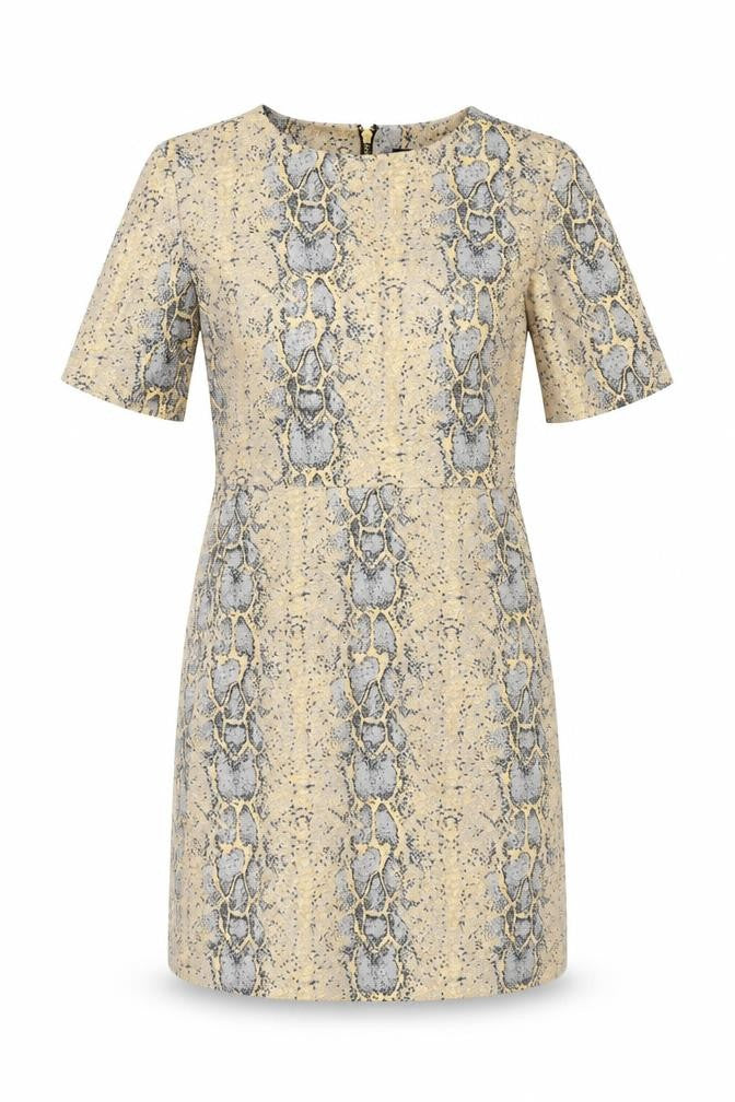 Topshop Women's Beige Animal Print Shift Dress, Size 10