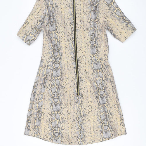 Topshop Women's Beige Animal Print Shift Dress, Size 10