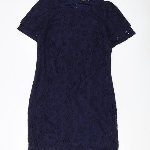 Dorothy Perkins Women's Blue Lace Sheath Dress Size 12