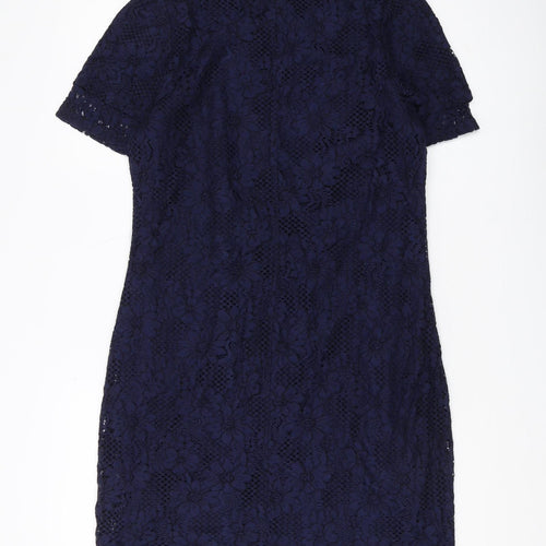 Dorothy Perkins Women's Blue Lace Sheath Dress Size 12