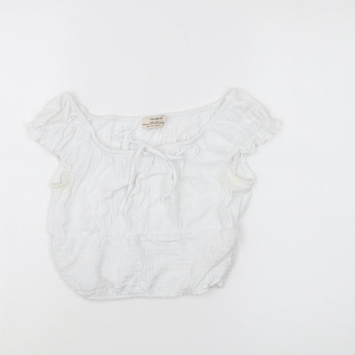 Pull&Bear Women's White Peasant Blouse Size S