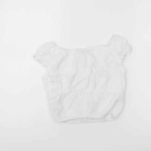 Pull&Bear Women's White Peasant Blouse Size S