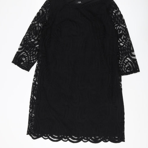 Wallis Women's Black Lace Sheath Dress 3/4 Sleeve