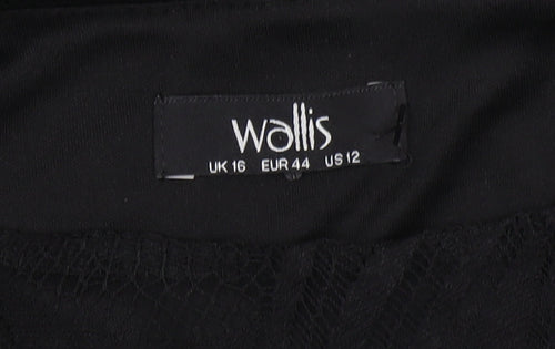 Wallis Women's Black Lace Sheath Dress 3/4 Sleeve