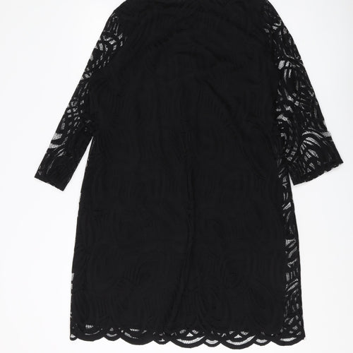 Wallis Women's Black Lace Sheath Dress 3/4 Sleeve