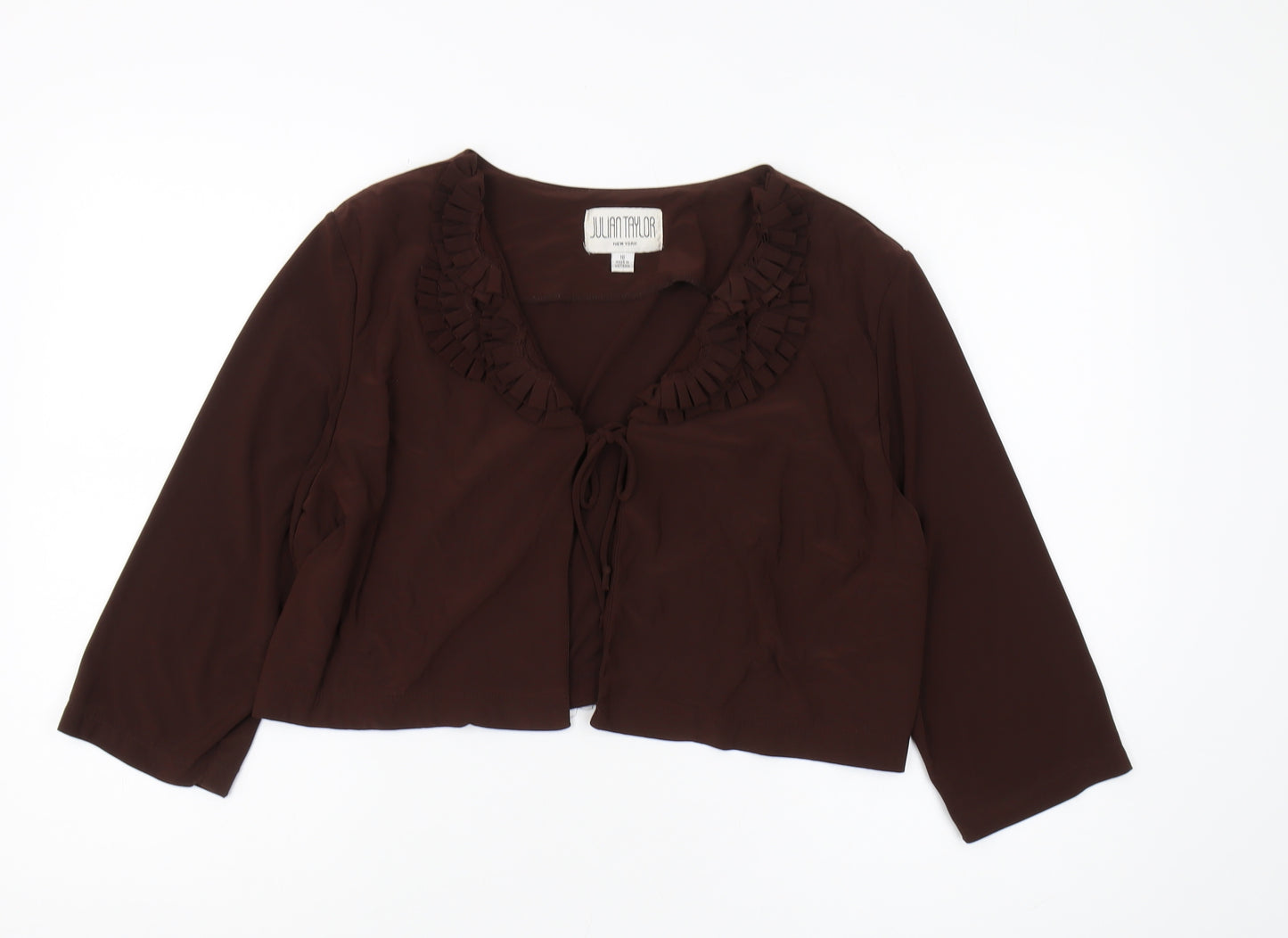 Julian Taylor Women's Brown Ruffle Jacket Size 16