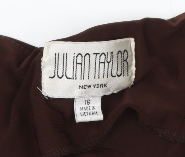 Julian Taylor Women's Brown Ruffle Jacket Size 16