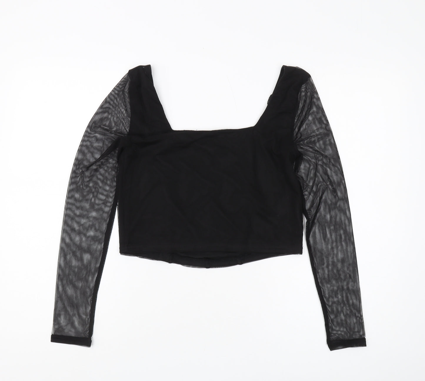 New Look Women's Black Cropped Mesh Top Size 14
