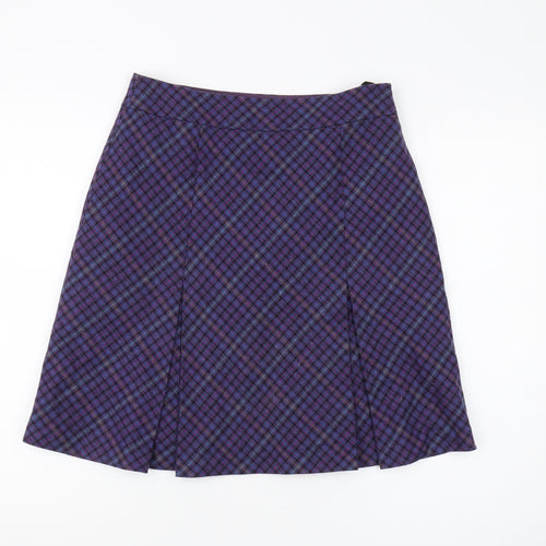 Marks and Spencer Women Purple A-Line Check Skirt UK 10