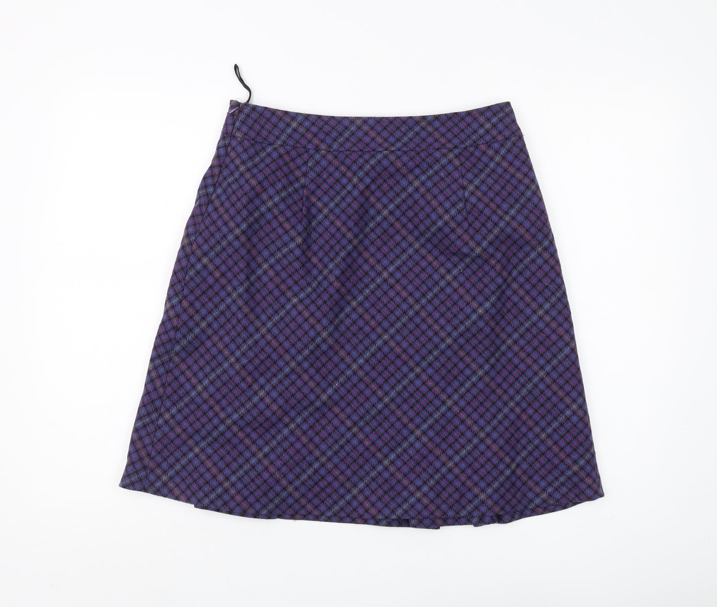 Marks and Spencer Women Purple A-Line Check Skirt UK 10