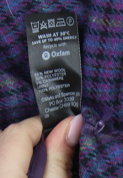 Marks and Spencer Women Purple A-Line Check Skirt UK 10
