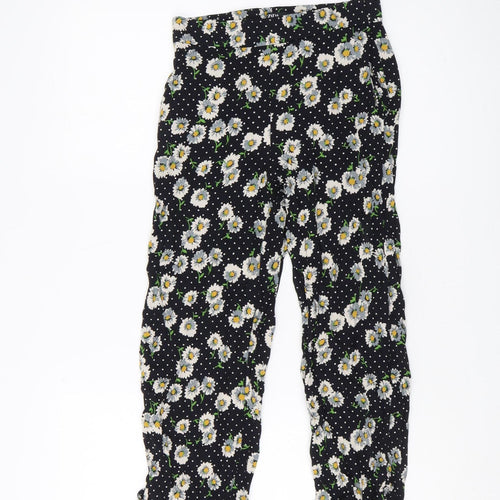Zara Women's Black Floral Polka Dot Trousers XS