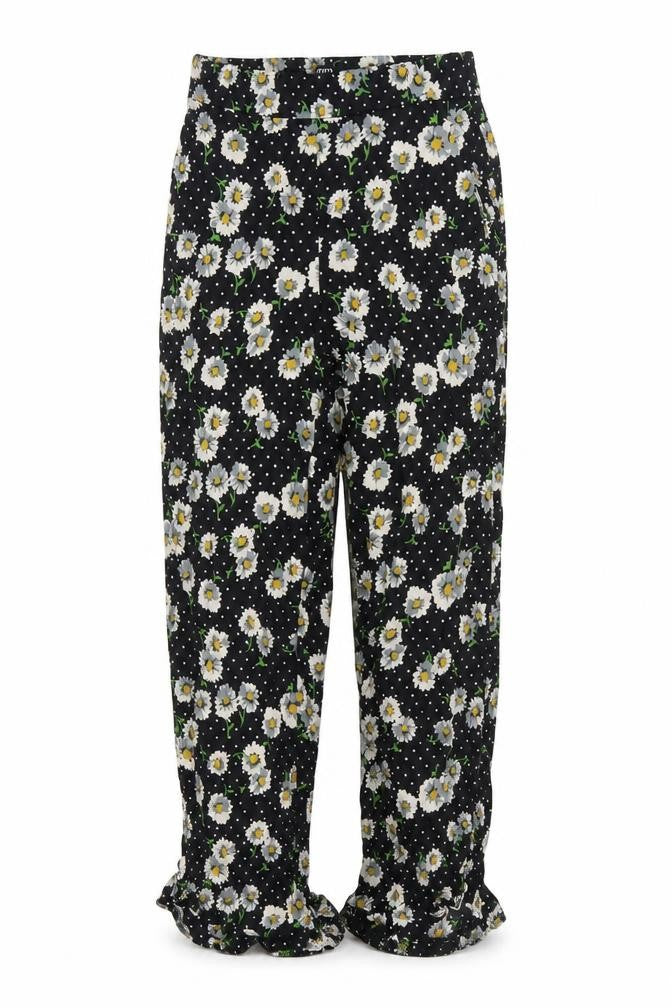 Zara Women's Black Floral Polka Dot Trousers XS