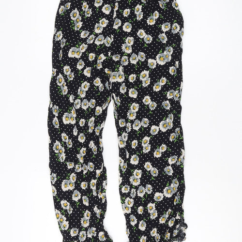 Zara Women's Black Floral Polka Dot Trousers XS
