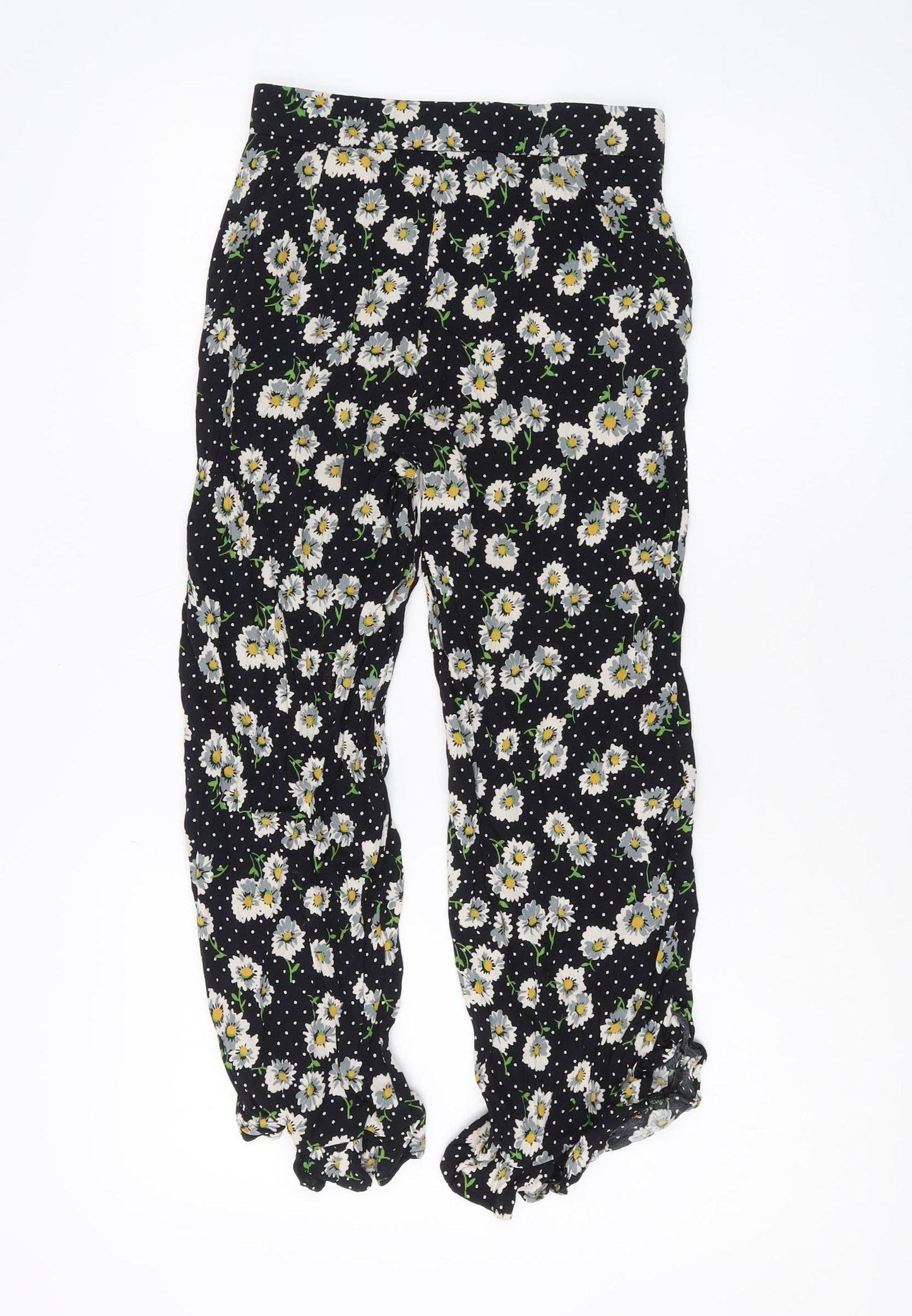 Zara Women's Black Floral Polka Dot Trousers XS