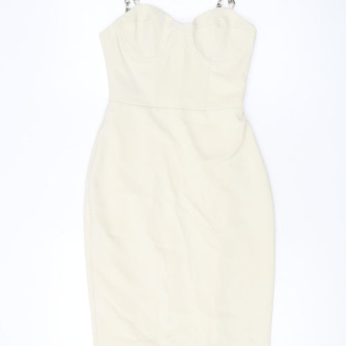 4TH RECKLESS Women's Ivory Midi Pencil Dress Size 8