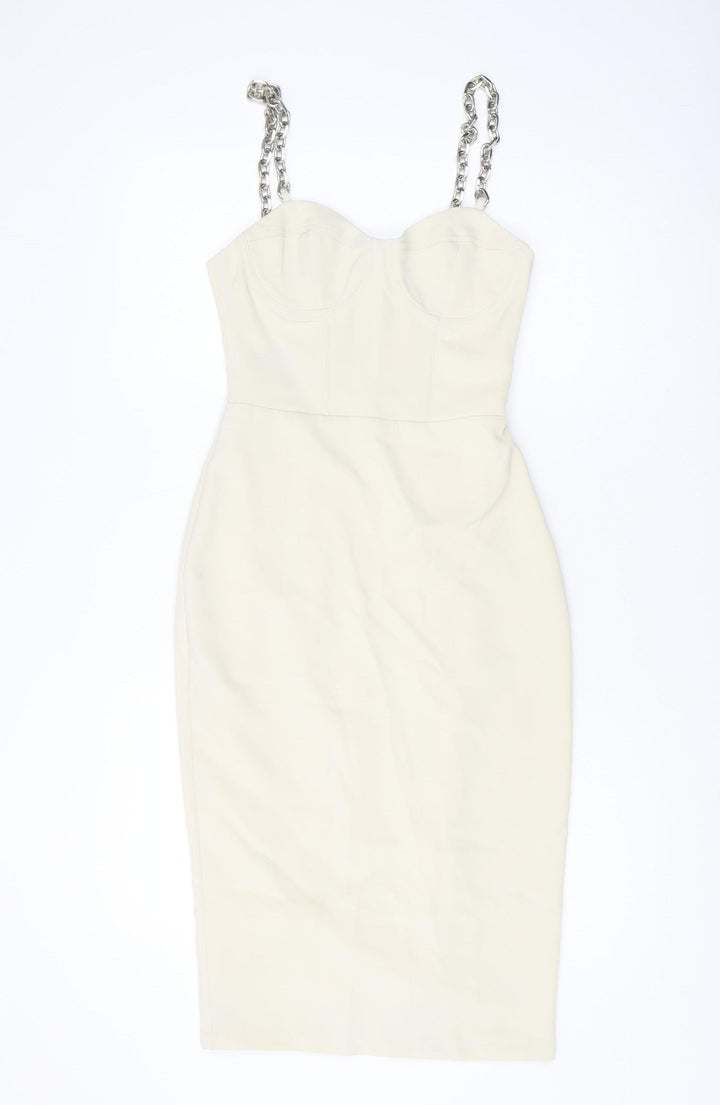 4TH RECKLESS Women's Ivory Midi Pencil Dress Size 8