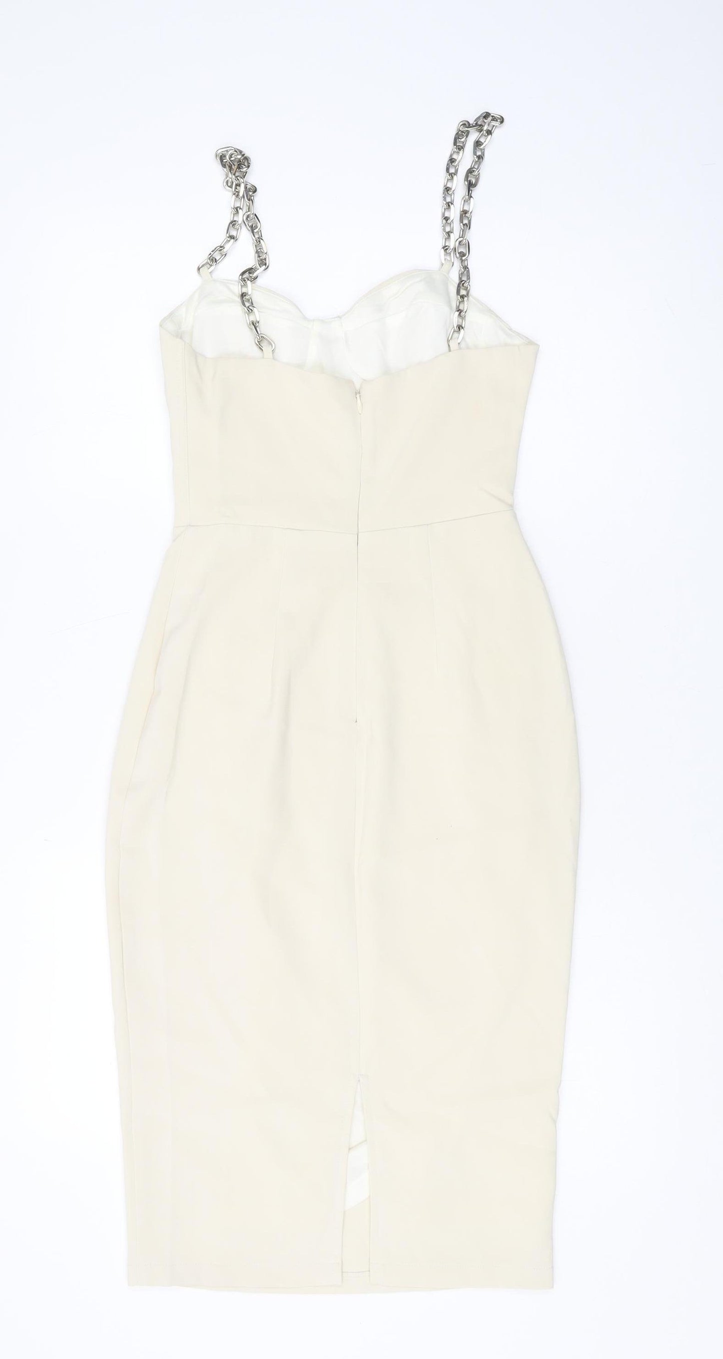 4TH RECKLESS Women's Ivory Midi Pencil Dress Size 8