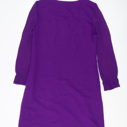 South Women's Purple Embroidered Shift Dress Size 12