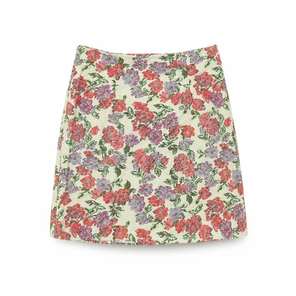 Front view of New Look Women's Floral A-Line Skirt, size 8, Multicoloured