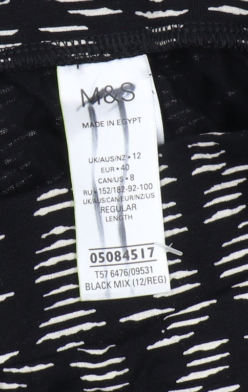 Marks and Spencer Women's Black Geometric Trousers