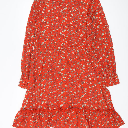 Next Women's Red Floral Shirt Dress Size 10
